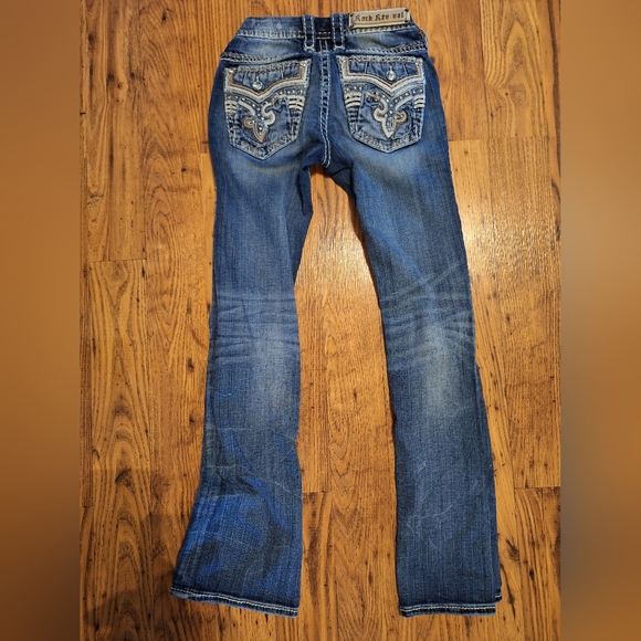 Rock Revival Kaylla Blue Boot Cut Embellished Jeans Size 2 Very Good Condition - Picture 2 of 7